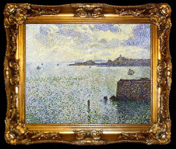 framed  Theo Van Rysselberghe Sailboats and Estuary, ta009-2